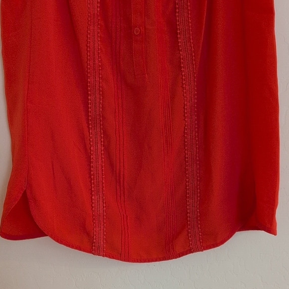 NWT Ann Taylor Vibrant Orange Tank Top Button Down Sleeveless - Size S - Picture 4 of 7